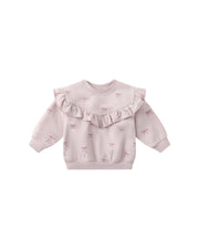 Ruffle Fleece Sweatshirt in Bows - Needle and Grain