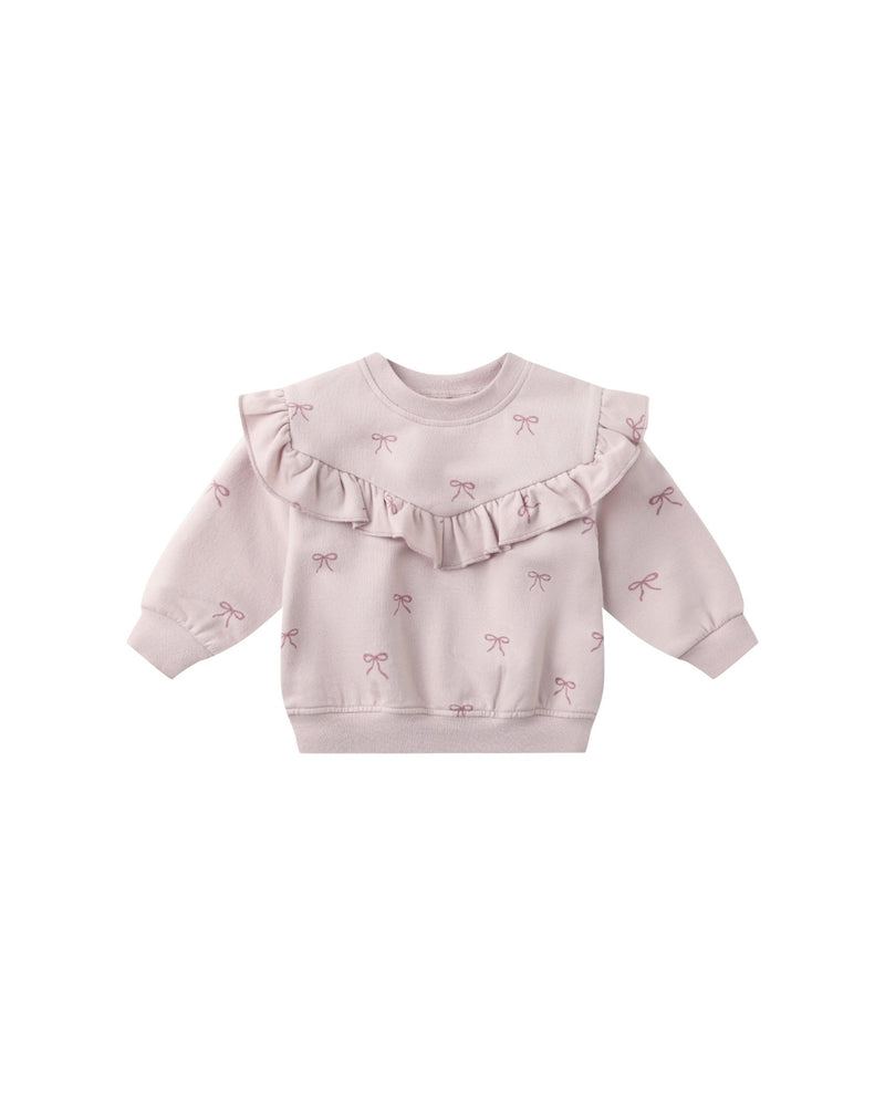 Ruffle Fleece Sweatshirt in Bows - Needle and Grain