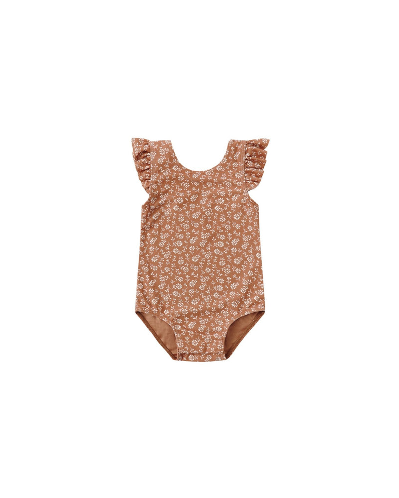 Scoop Back One - Piece Swimsuit in Poppy Floral - Needle and Grain
