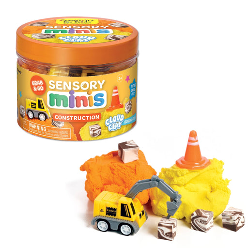 Sensory Mini Play Kit Jar with Cloud Clay: Construction Them - Needle and Grain
