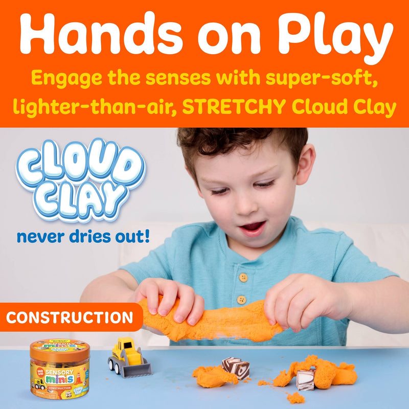 Sensory Mini Play Kit Jar with Cloud Clay: Construction Them - Needle and Grain