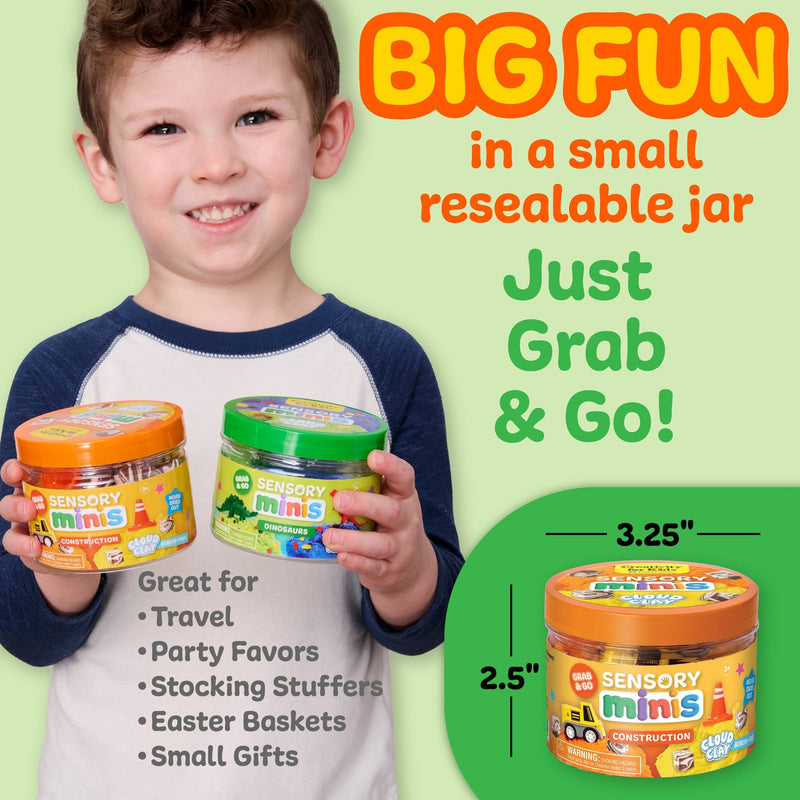 Sensory Mini Play Kit Jar with Cloud Clay: Construction Them - Needle and Grain