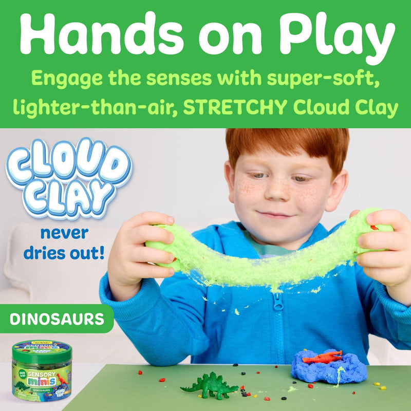 Sensory Mini Play Kit Jar with Cloud Clay: Dinosaur Theme - Needle and Grain