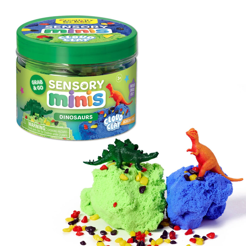 Sensory Mini Play Kit Jar with Cloud Clay: Dinosaur Theme - Needle and Grain