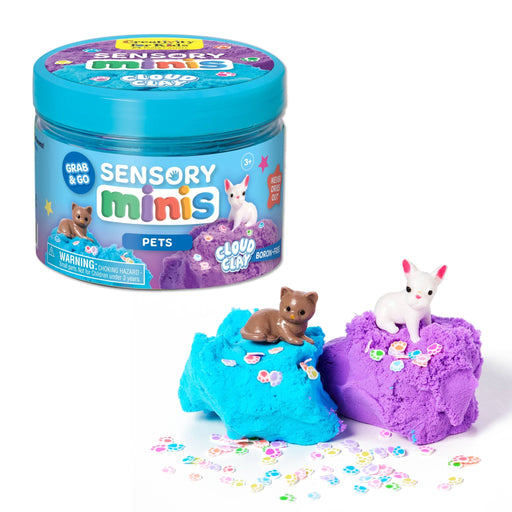 Sensory Mini Play Kit Jar with Cloud Clay: Pets Theme - Needle and Grain