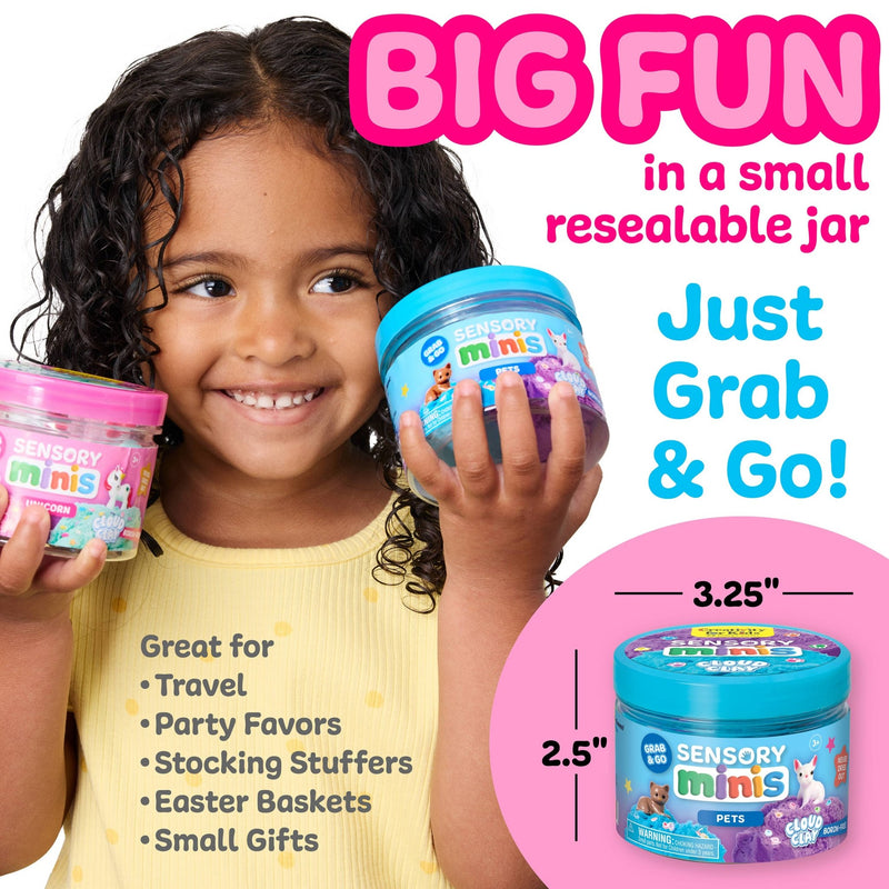 Sensory Mini Play Kit Jar with Cloud Clay: Pets Theme - Needle and Grain