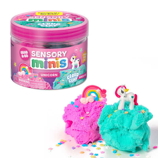 Sensory Mini Play Kit Jar with Cloud Clay: Unicorn Theme - Needle and Grain