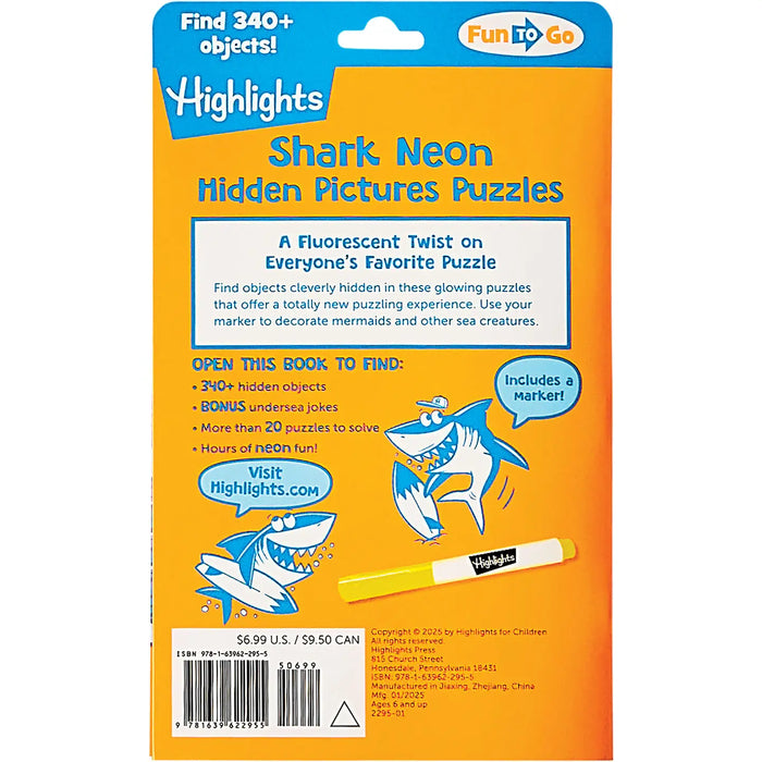 Neon Shark Hidden Picture Puzzles