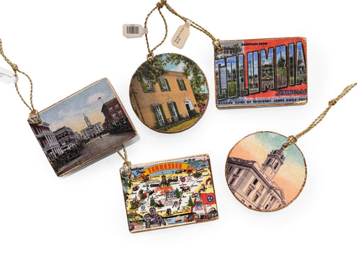 Shop Made Vintage Postcard Ornaments - Needle and Grain