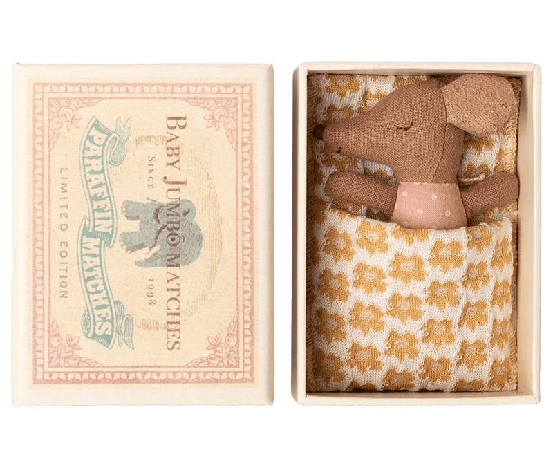 Sleepy Wakey Baby Mouse in Matchbox in Rose - Needle and Grain