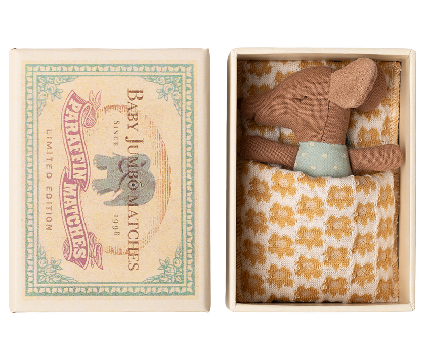 Sleepy Wakey Baby Mouse in Matchbox in Blue