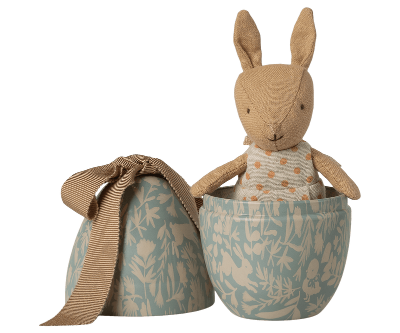 Small Easter Egg with Micro Rabbit - Dusty Blue - Needle and Grain