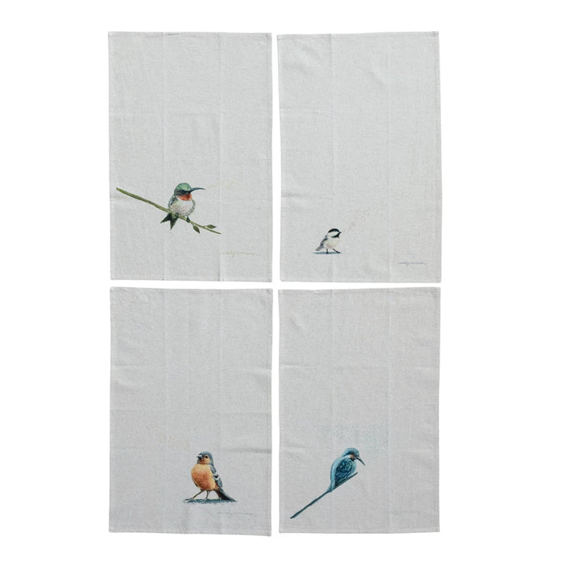 Spring Birds Cotton and Linen blend tea towels - Needle and Grain