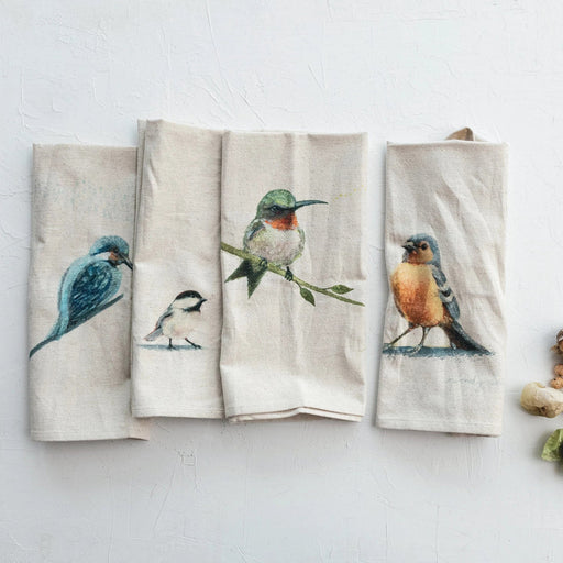 Spring Birds Cotton and Linen blend tea towels - Needle and Grain