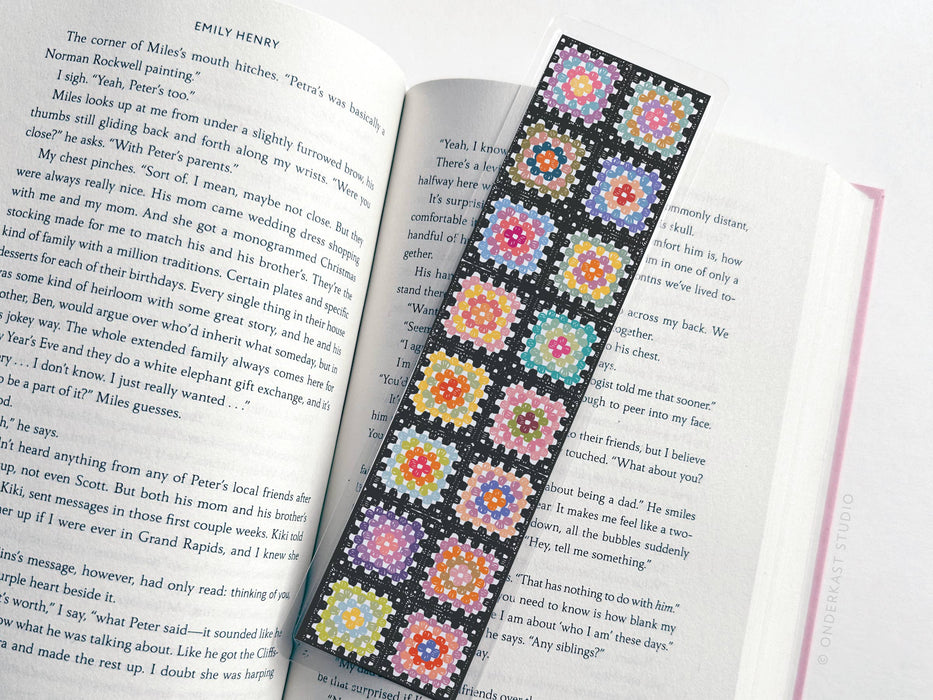 Granny Squares Crochet Blanket Laminated Bookmark