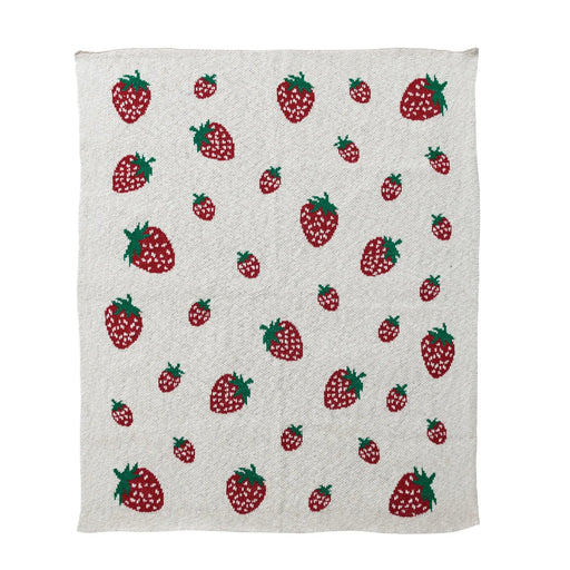 Strawberry Cotton Knitted Baby Blanket - Needle and Grain