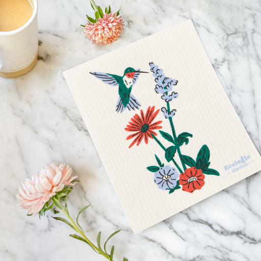 Swedish Dishcloth - Hummingbird Floral - Needle and Grain