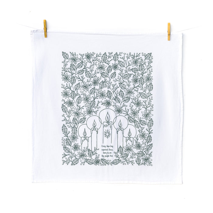 Come, Thou Long Expected Jesus Christmas Hymn Tea Towel