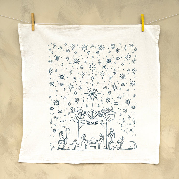 Nativity Christmas Hymn Tea Towel