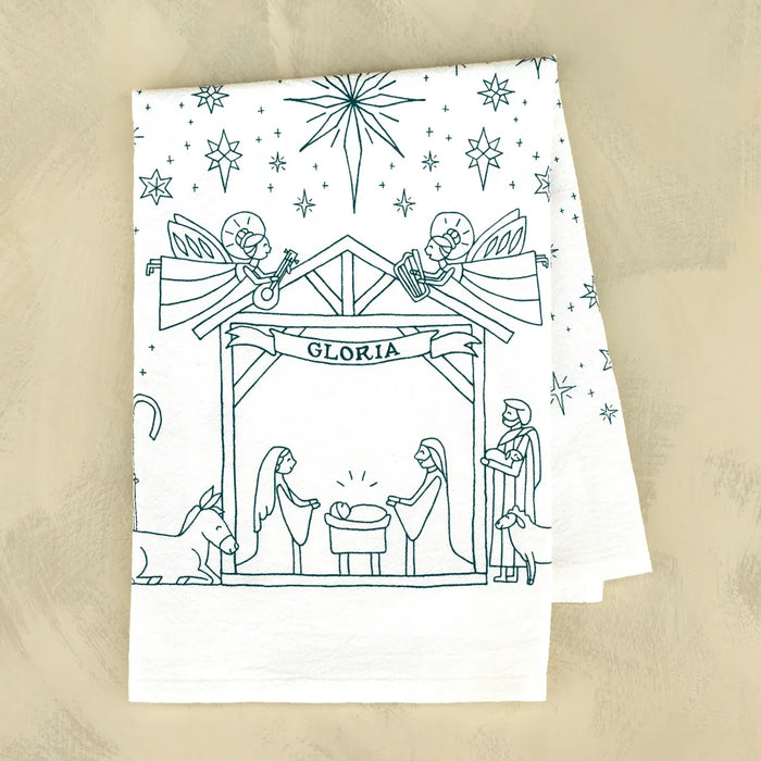 Nativity Christmas Hymn Tea Towel