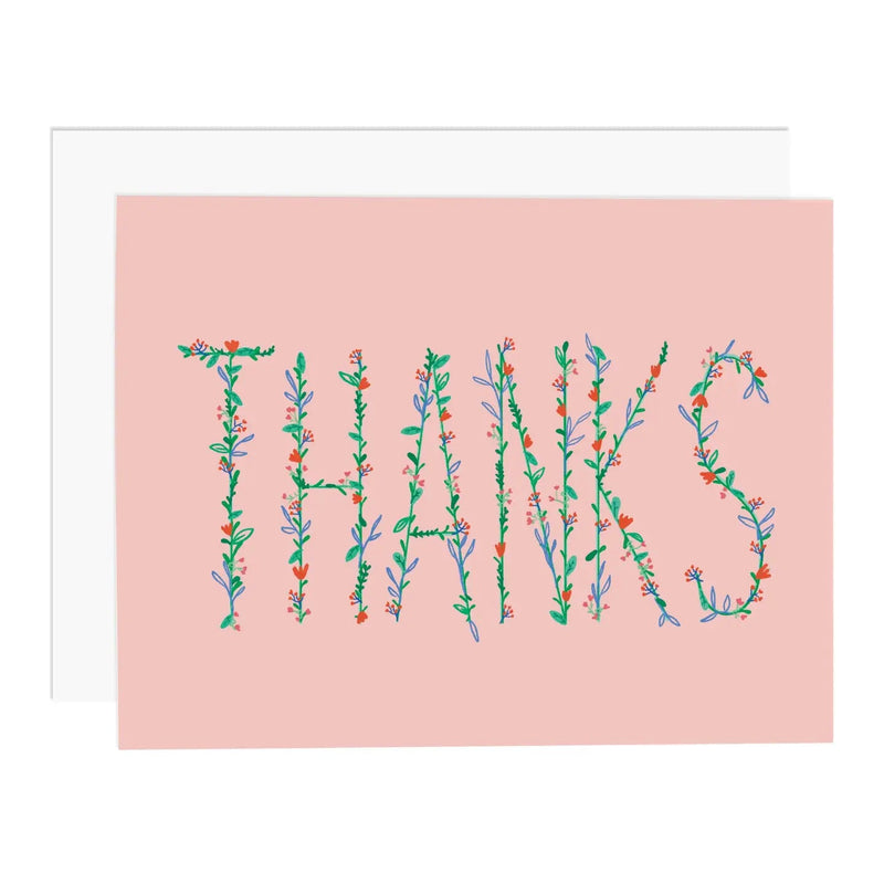 Thanks Pink Greeting Card - Needle and Grain