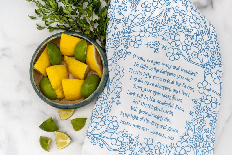 Turn Your Eyes Upon Jesus Hymn Tea Towel - Needle and Grain