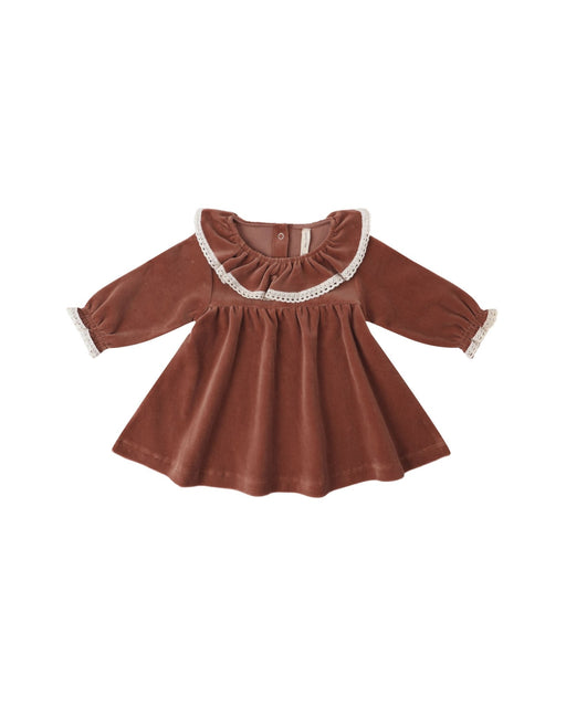 Velour Baby Dress in Cranberry - Needle and Grain
