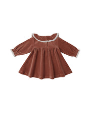 Velour Baby Dress in Cranberry - Needle and Grain