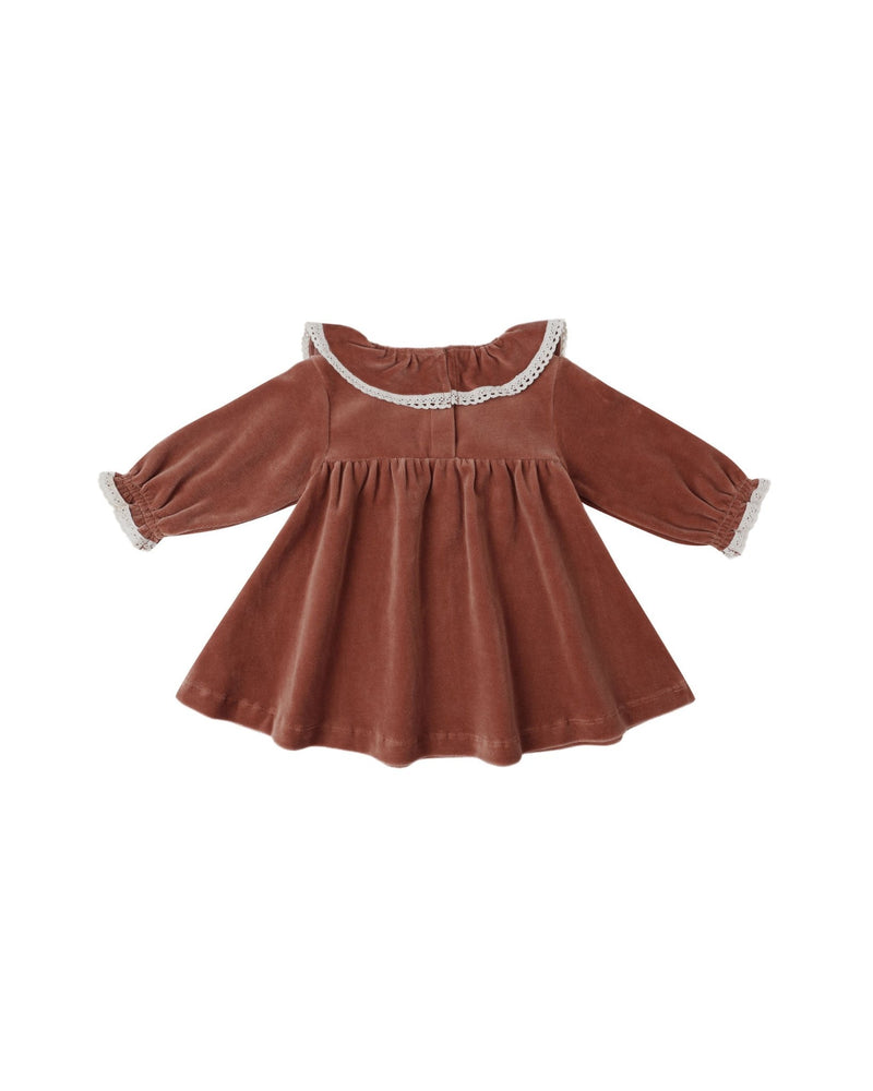 Velour Baby Dress in Cranberry - Needle and Grain