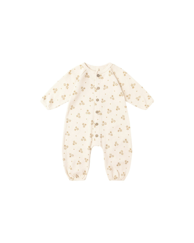 Waffle Long Sleeve Jumpsuit in Marigold - Needle and Grain