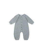 Waffle Long Sleeve Jumpsuit in Ocean Stripe - Needle and Grain