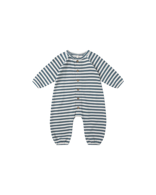 Waffle Long Sleeve Jumpsuit in Ocean Stripe - Needle and Grain
