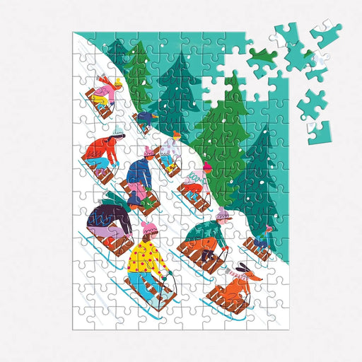 Winter Sledding 130pc Puzzle Ornament - Needle and Grain