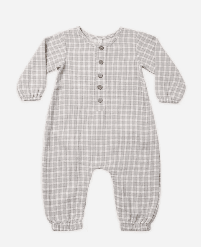 Woven Jumpsuit Blue Gingham - Needle and Grain