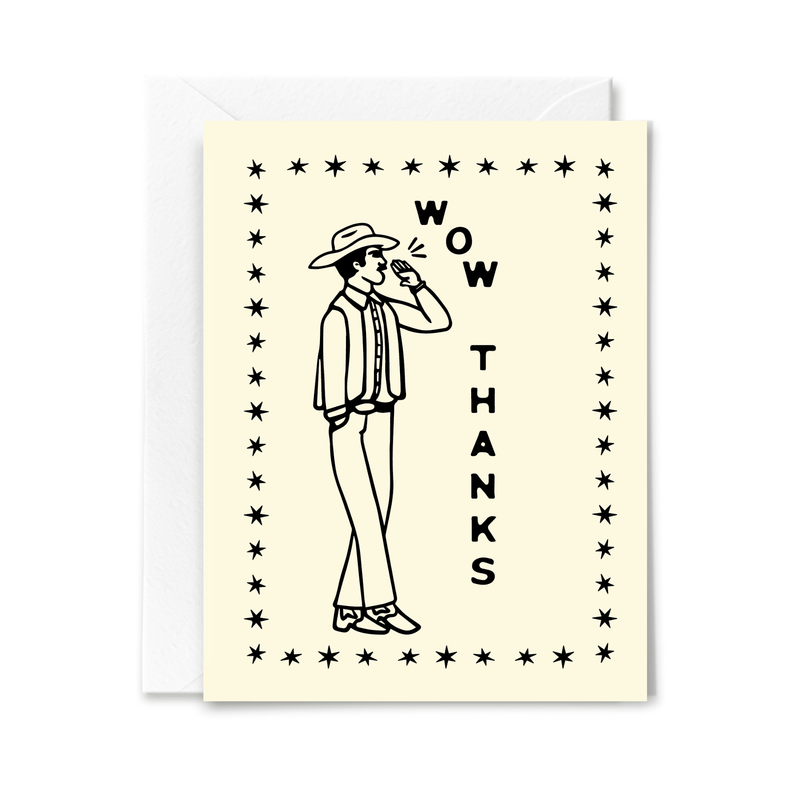 Wow Thanks Cowboy Card - Needle and Grain
