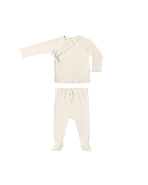 Wrap Top + Footed Pant Set in Natural - Needle and Grain