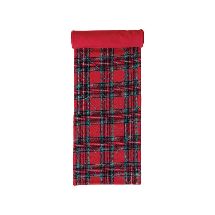 Red & Green Plaid Quilted Table Runner