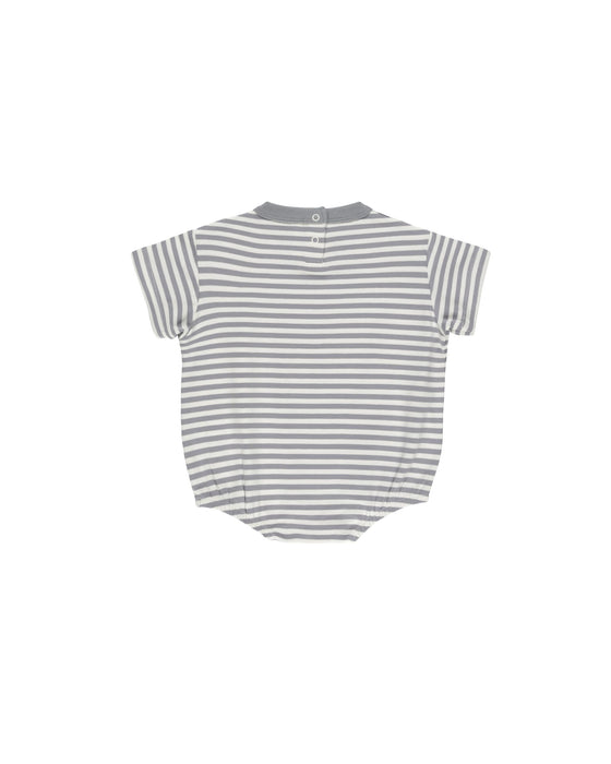 Relaxed Bubble Romper in Blue Stripe