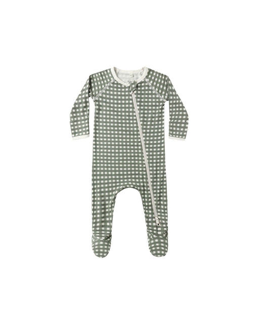Zip Long Sleeve Sleeper Footie in Forest Check - Needle and Grain
