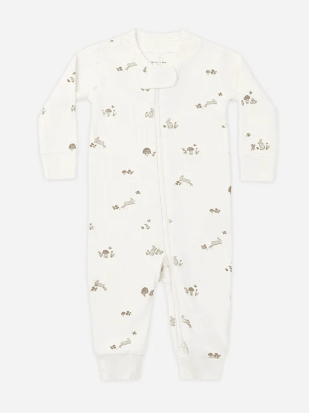 Zip Longsleeve Sleeper in Bunnies - Needle and Grain