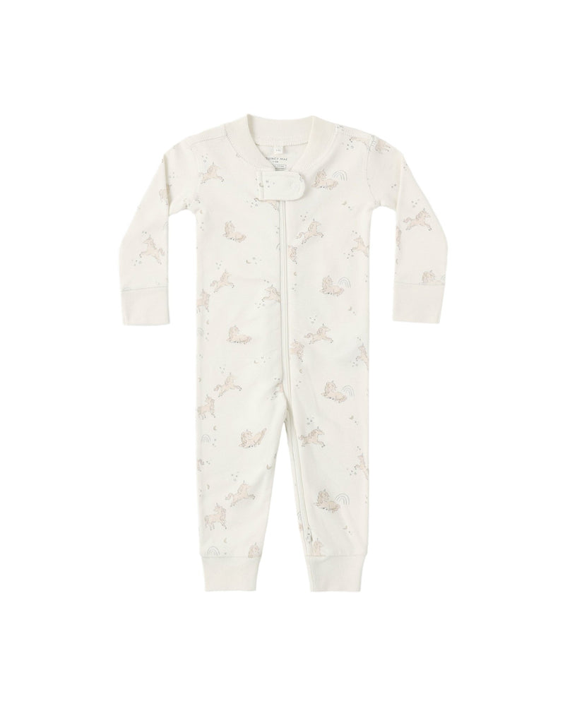 Zip Longsleeve Sleeper in Unicorns - Needle and Grain