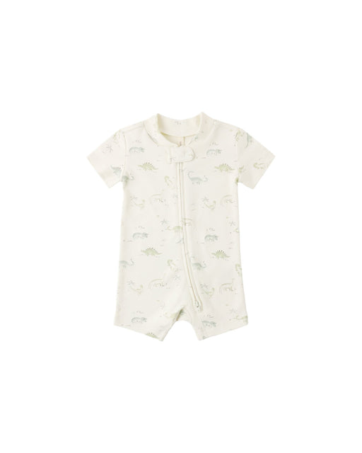 Zip Short Sleeve Sleeper in Dinosaur - Needle and Grain