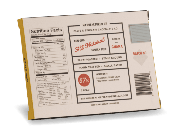 67% Cacao Chocolate Bar - Needle and Grain