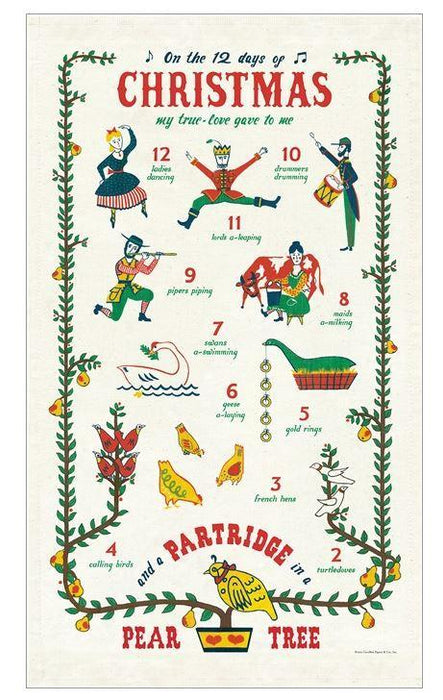 Twelve Days of Christmas Tea Towel