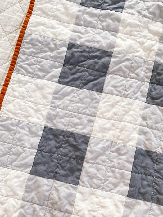 Gray Gingham Car Seat Quilt